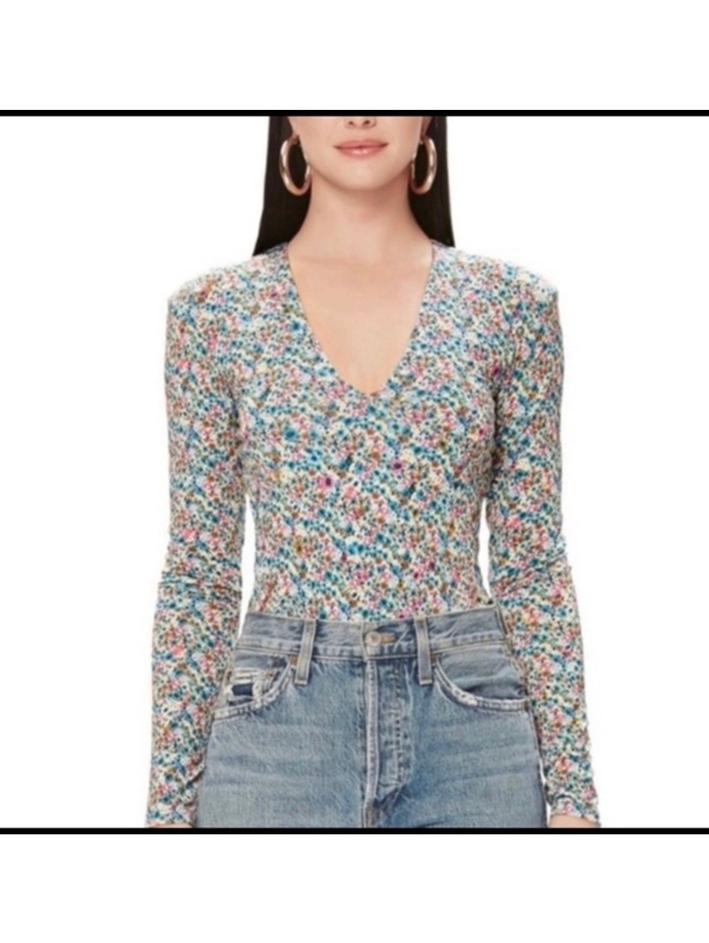 AFRM Sybil Knit Bodysuit Ditsy Floral Women’s Size M
